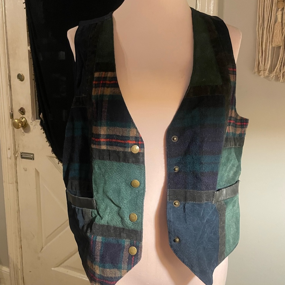 1990’s Leather Patchwork Multicolor Vest For Women - image 1